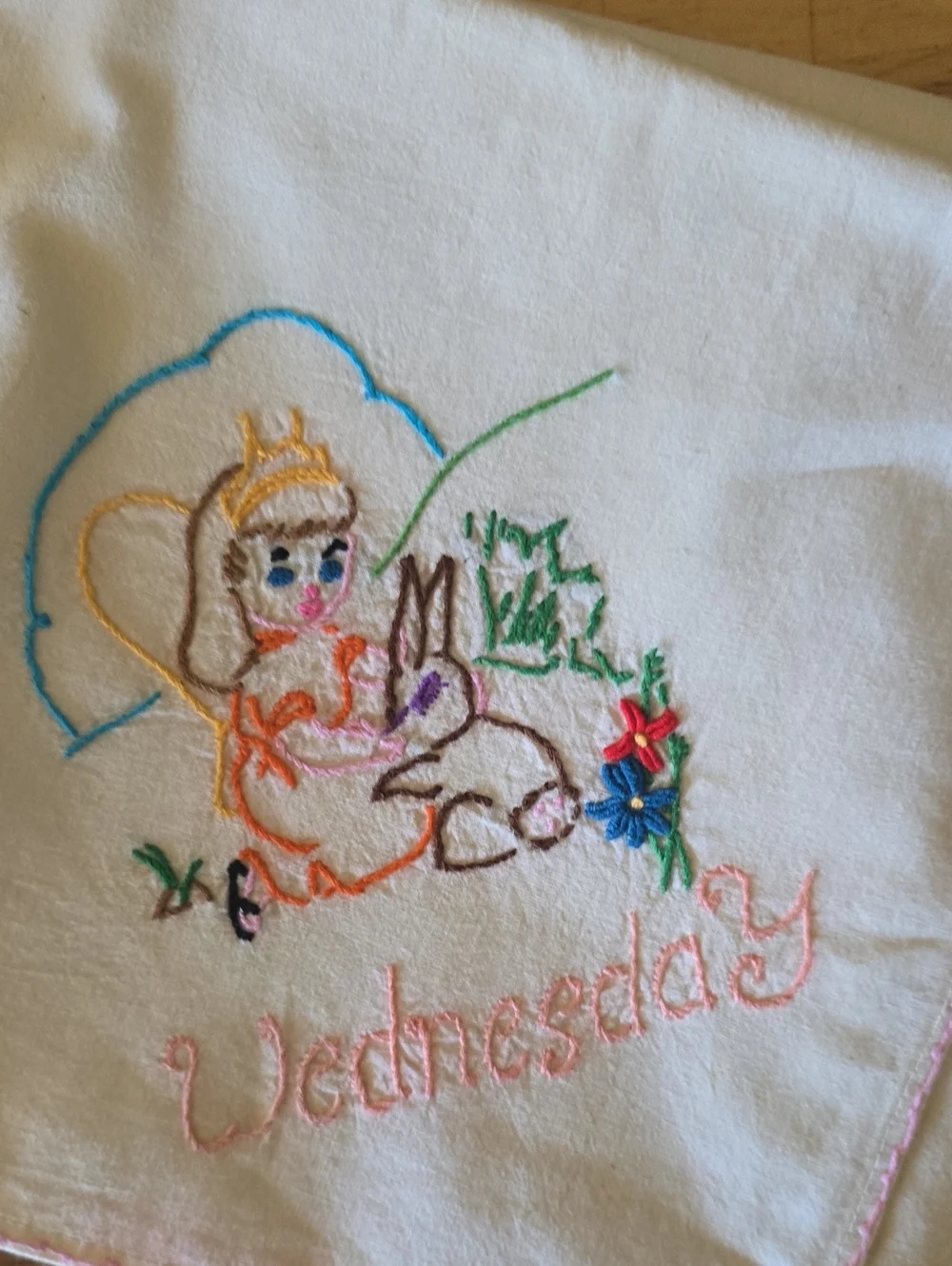 Vintage Kitchen Linens  Embroidered Day-of-Week Kitchen Towels - 5pc Set